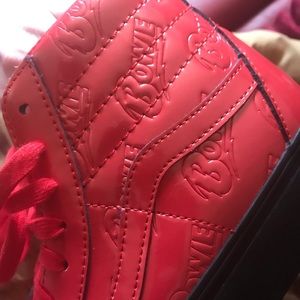 Red david bowie high top vans mens 7 womens 8.5